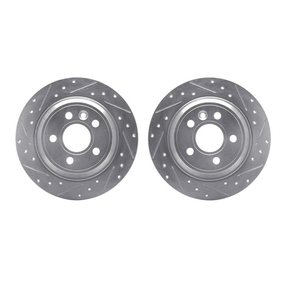 Dynamic Friction Company Rear Brake Rotors-Drilled and Slotted-Silver 7002-27048