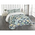 thumbnail image 3 of Ambesonne Modern Quilted Bedspread Set 3 Pcs, Morrocan Style Dots Art, Queen Size, Blue and White, 3 of 5