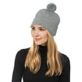 thumbnail image 3 of Sportsman 12" Pom-Pom Cuffed Beanie -GR15 Unisex Fleece Lined Beanie Acrylic Hat, (2 Pack, Light Hther Grey), 3 of 3