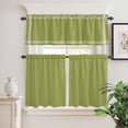 thumbnail image 6 of Sage Green Curtain Valances Set Olive Solid Color Kitchen Curtains 24&nbsp;inch Length Rod Pocket Valance and Tiers 3 Piece Set Small Bedroom Bathroom Laundry Decor, 6 of 9