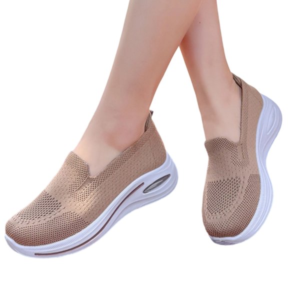 Dlongli Women's Slip-On Orthopedic Shoes Breathable Mesh Knitted Walking Shoes Arch Support Non-Slip Sole Lightweight Low-Top Design for All-Day Comfort