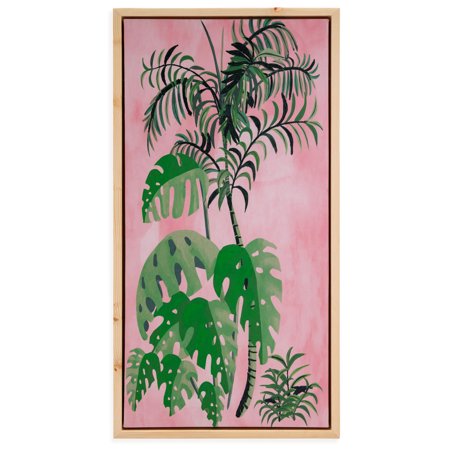 Palm Springs Pink Brush Natural Wood I 20″x38″ Framed Canvas by Drew Barrymore Flower Home