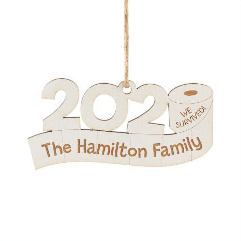 2020 We Survived! Personalized White Wood Ornament