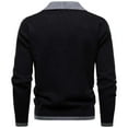 thumbnail image 3 of Betivan Men's Knit Sweater Fashion Pullover Soft Touch V-Neck Sweatshirt Top with Plaid or Black Mock Shirt Collar, 3 of 4