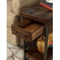 thumbnail image 4 of End Table with Charging Station, Modern Rustic Side Table with Metal Frame and Open Shelf, Wooden Sofa Side Table with Hidden Tray, Turned Legs for Small Space, 4 of 8