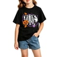 thumbnail image 2 of SJLDQY Halloween T-shirts for Girls Short Sleeve Hallowmas Pumpkin Ghost Graphic T-shirt Crew Neck Tees Summer Tops 3-4 Years, 2 of 4