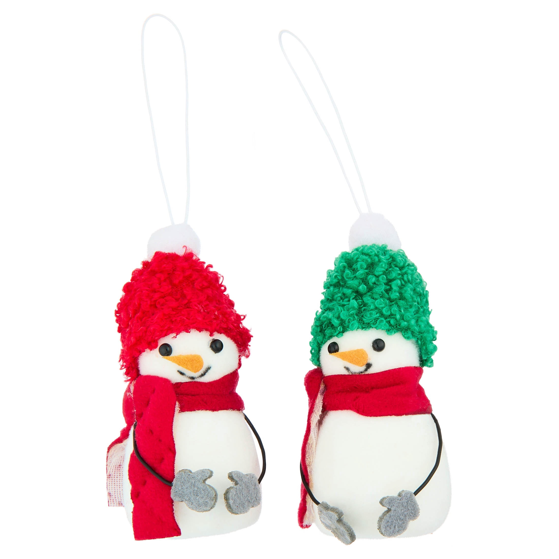 4-Count Red/Green/White Fabric Snowman Mini Christmas Ornaments, 3.5", by Holiday Time
