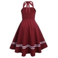thumbnail image 3 of Women's Retro 1950s Cocktail Dress Vintage Sleeveless Rockabilly Flared A-Line Swing Midi Prom Dresses, 3 of 4
