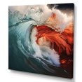 thumbnail image 2 of Designart "Emerald And Crimson Wave Vibrant Amazement II" Coastal Wall Art Living Room, 2 of 7