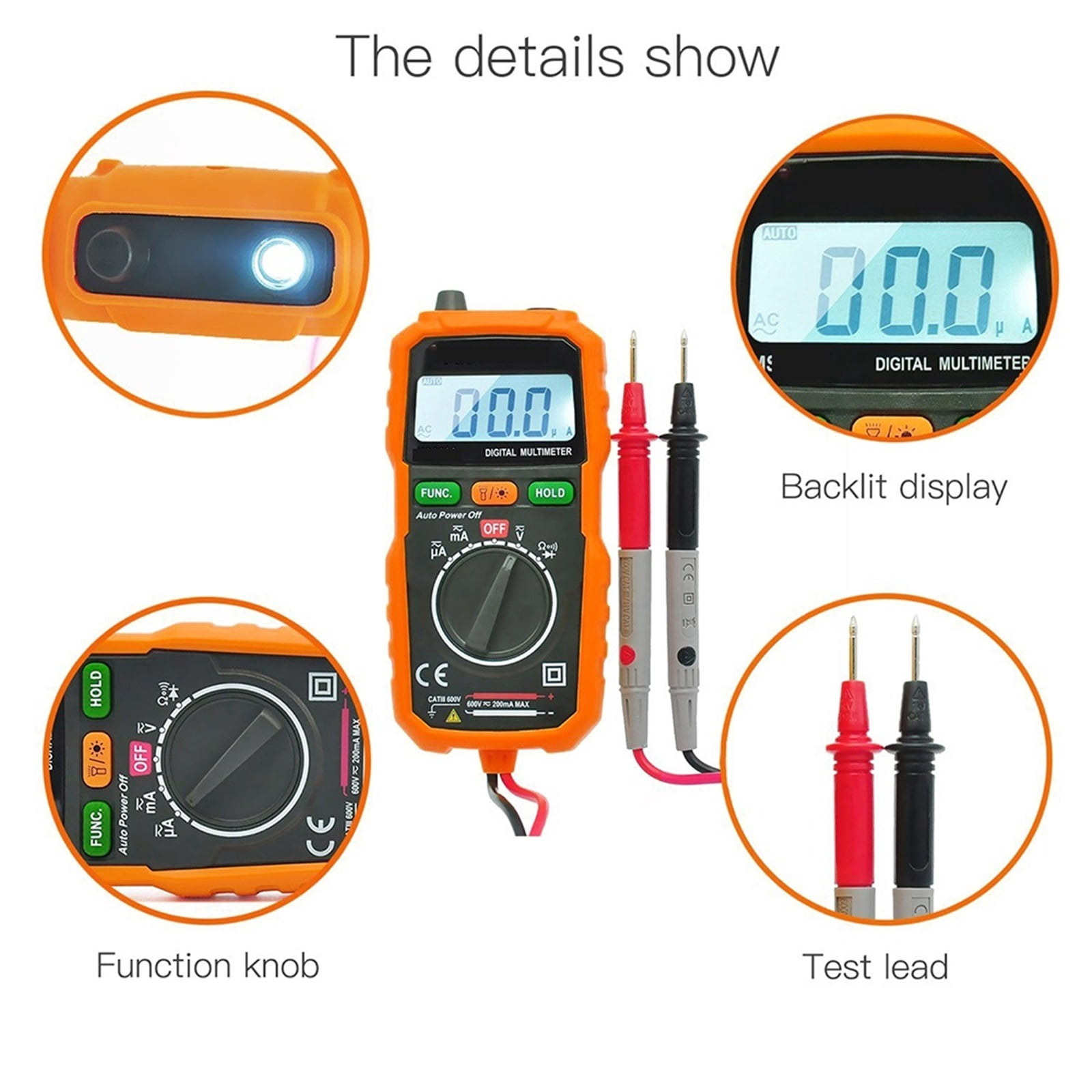 Digital Multimeter Tester AC/DC Current Voltage NCV Test 2000 Count Auto Range Ammeter Voltmeter Tester Alarm Multi Meter ,Battery Test