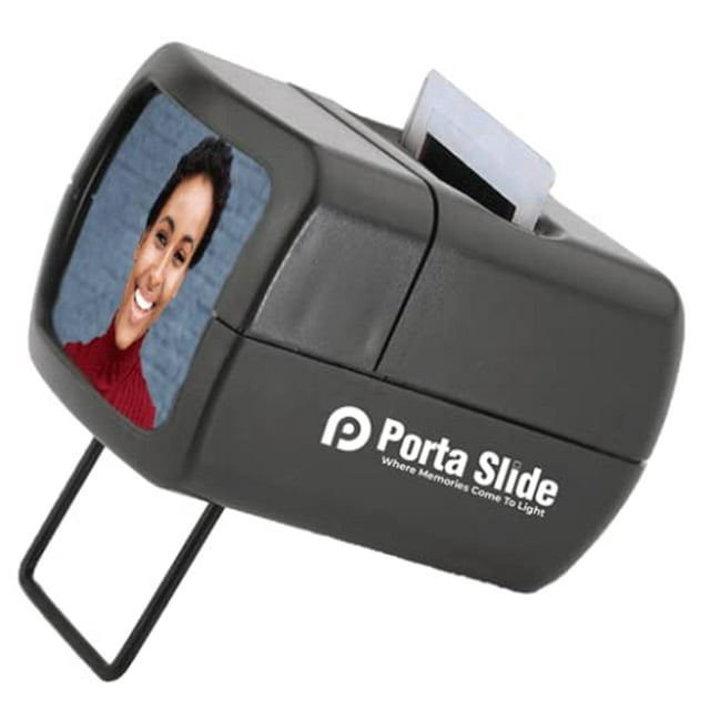 Porta Slide PS-E2 Visionneuse à Diapositives Éclairée, Visionneuse à Diapositives Portative à Piles, Visionneuse à Diapositives Portable, Visionneuse à Diapositives pour Photos et Films 2X2 et 35 mm, Visionneuse à Diapositives, Fabriquée en Europe