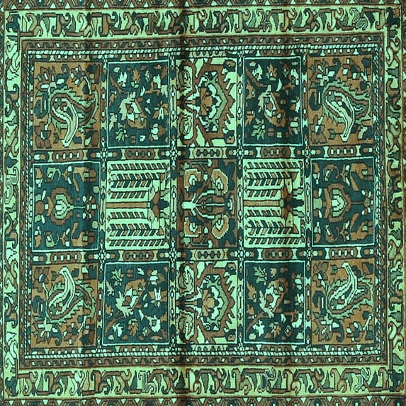 Ahgly Company Machine Washable Indoor Square Persian Turquoise Blue Traditional Area Rugs, 3' Square