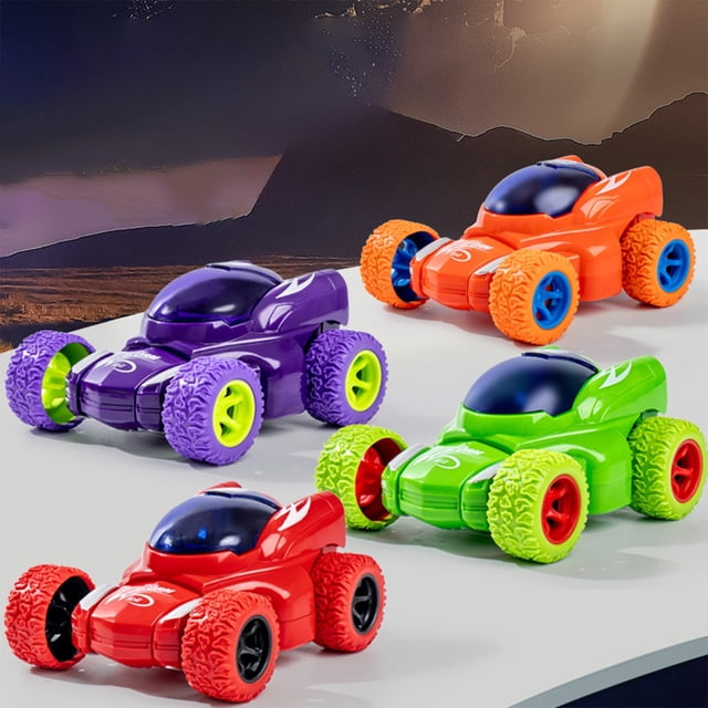 Coche de potencia inercial de doble cara | Vehículo resistente a los golpes Friction Flip | Tracción en las cuatro ruedas | Plástico ABS duradero | No se necesitan pilas | 1 pieza | 12x10x5.7cm |