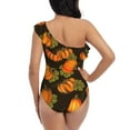 thumbnail image 5 of Gaeub Orange Pumpkin Women's One Shoulder Ruffle Tummy Control Swimwear for Swimming Surfing Beach Party - Small, 5 of 8