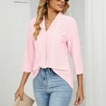 thumbnail image 3 of Patlollav 3/4 Sleeve Tops for Women V-Neck Long Sleeve Dressy Casual Shirts Ladies Loose Lapel Blouses, 3 of 6