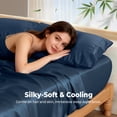 thumbnail image 3 of COOKEY Pillow Cases King Size Set of 2, Rayon Derived from Bamboo Pillowcases, Breathable & Cooling Pillow Covers with Envelope Closure, Navy Blue, 20*36inches, 3 of 8