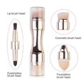 thumbnail image 3 of Juego de brochas de maquillaje 4 en 1, brocha para sombra de ojos, labios, corrector facial, rubor, base, con cepillo de limpieza y almacenamiento, depurador de silicona para brochas de maquillaje., 3 of 5