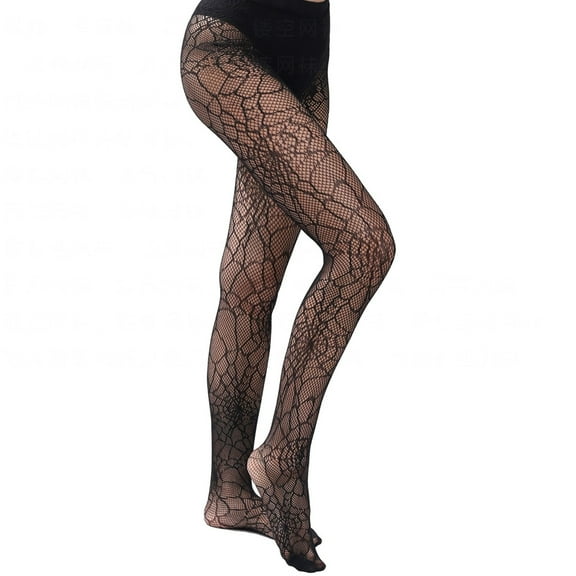 Black Lace Tights, Audhol Pantyhose Elastic Design Nylon Lace Patterned Tights Fishnet Stockings Small Hole Pattern Leggings Net Women for Halloween Cosplay Fishnet Stockings for Women Black B