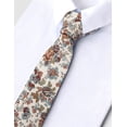 thumbnail image 7 of Barry.Wang Men's Cotton Ties Flower 3.15" Necktie Rust Printed Skinny Tie Sets Clip Extra Long Flower Wedding Party, 7 of 7