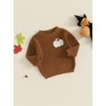 thumbnail image 6 of Aojekbee Baby Halloween Knitted Sweater Casual Pumpkin/Ghost Embroidery Warm Long Sleeve Pullover Infant Knitwear for Toddler, 6 of 10
