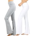 thumbnail image 1 of SNNROO Womens & Plus Stretch Cotton Fold-Over High Waist Bootcut Workout Flared Yoga Pants, 1 of 4