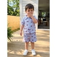 thumbnail image 3 of BemeyourBBs Toddler Baby Baby Boy 4th of July Outfits Baby Boys Patriot Independent Day Outfit Cotton Linen Summer Clothes Ice Cream Print Short Sleeve Button Down Shirt and Pockets Shorts Set, 3 of 9