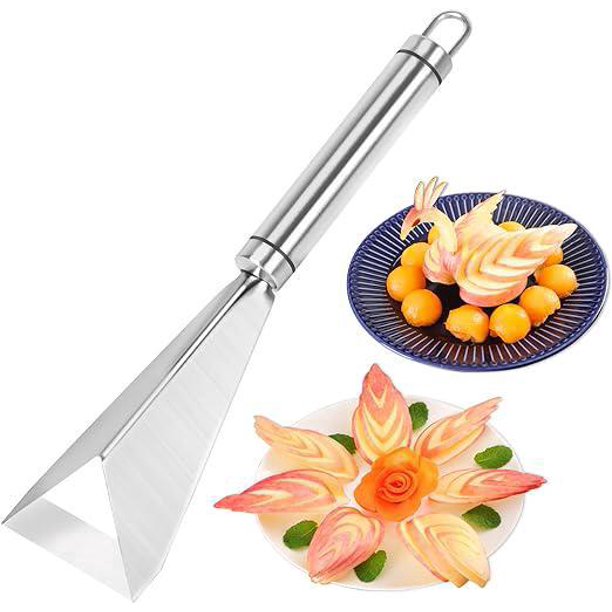 Cuchillo para tallar frutas, herramienta para tallar, herramienta para tallar en forma triangular, acero inoxidable multifuncional para el hogar y la cocina Tallado creativo de frutas y verduras