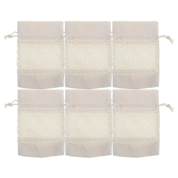 FRCOLOR 6pcs Small Canvas Drawstring Bags Embroidery Sachet Pouches For Candy Packaging And Jewelry Storage Decorative Sachet Bags For Special Occasions