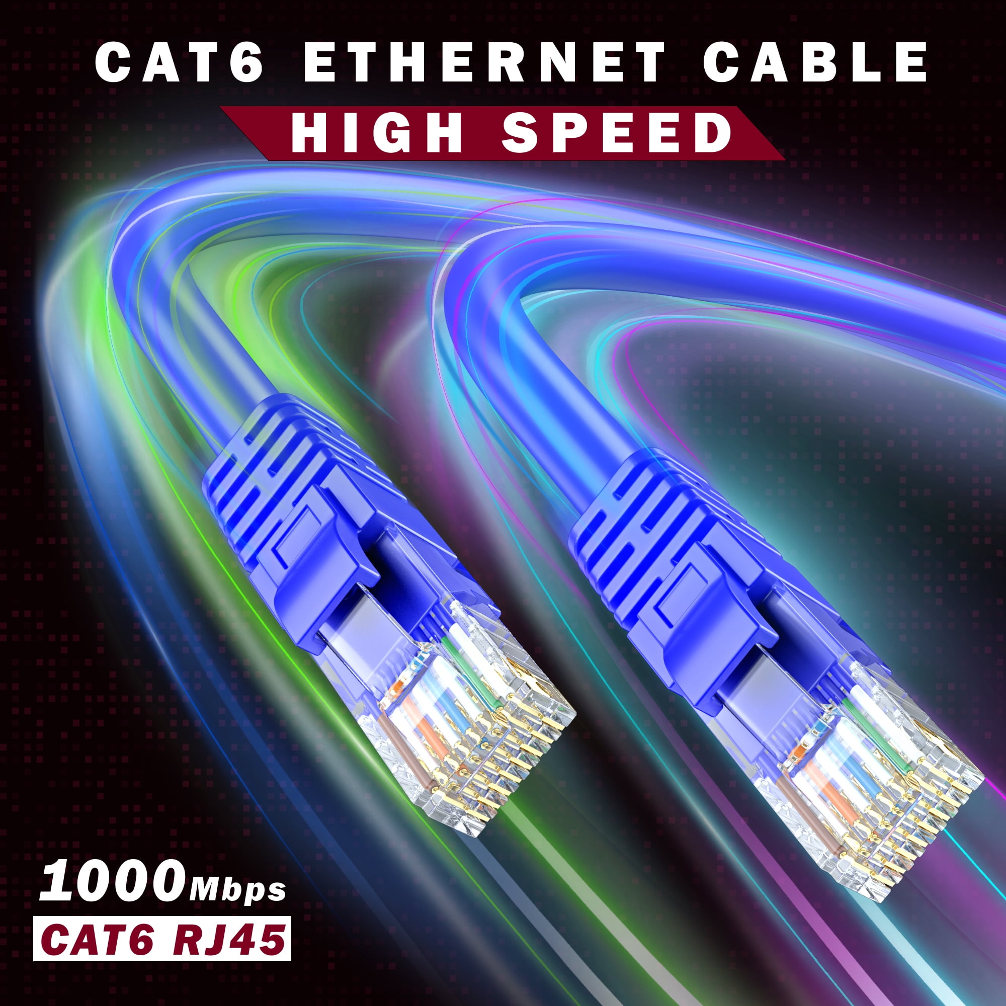 Cat 6 Ethernet Cable 40 Ft, 100% Pure Copper, Cat6 Cable LAN Cable, Internet Cable, Patch Cable and Network Cable - UTP (Blue) 40 Feet