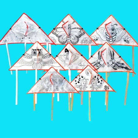 1Pc DIY Cartoon painting kite foldable outdoor kite children kids sport toy WA