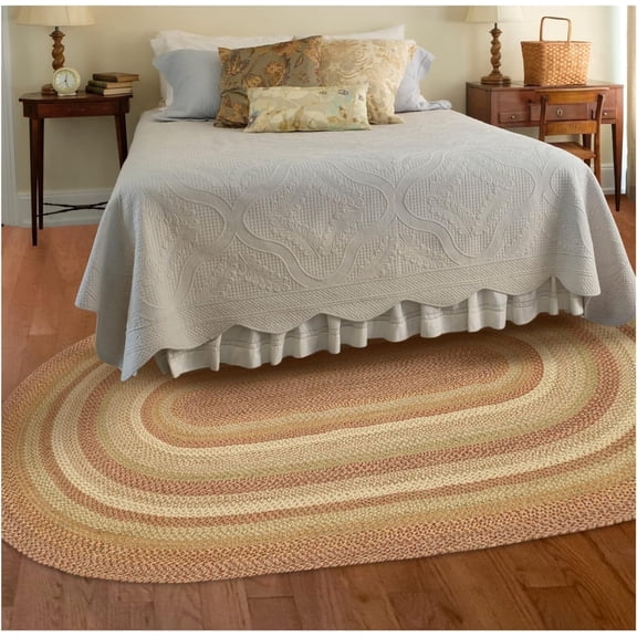 Homespice Harvest Jute Brown Braided 4x6' Oval Rug for Living Room, Bedroom Rug and Dining Room. Pet Friendly. Decor Styles- Farmhouse Rug, Rustic, Vintage, Cottage, Primitive, Country, Boho Rug