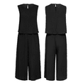 thumbnail image 3 of MLDRA Women's Capri Lounge Sets 2-Piece Beach Summer Vacation Travel Going Out Outfit Sleeveless Crop Tank Top Wide-Leg Dressy Palazzo Crop Pants Suit Black, 3 of 7