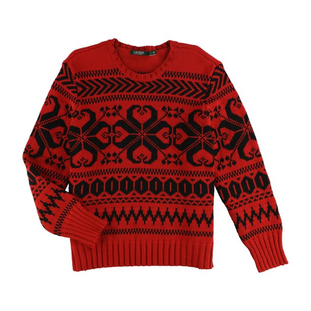 Ralph Lauren suéter de punto Fair Isle para mujer, rojo, extragrande Ralph Lauren Tejer