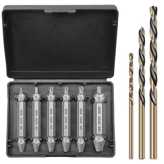 Damaged Screw Extractor Set High Speed Steel Damaged Screw Remover Tool Kit with 3 Drill Bits Universal Rusty Screw Extractor Efficient Screw Extractor for Rusty Broken Screw