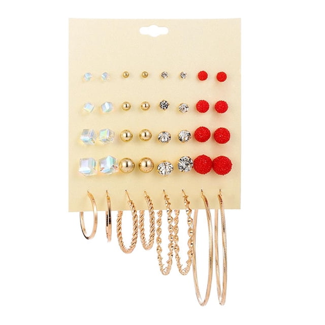 Aretes colgantes Hugo multicolor 32 piezas