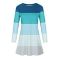 thumbnail image 5 of Robes d'Automne pour Femmes Col Rond Bloc de Couleur Robe à Manches Longues Décontractée Ample Tunique Évasée Mini Robes, 5 of 5