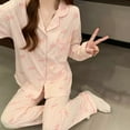 thumbnail image 7 of Pink Bow Tie Design Pajamas for Women Long Sleeve Top & Elastic Waist Pants Pajamas Set Casual Home Wear Sleepwear, 7 of 7