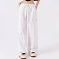 thumbnail image 2 of Besolor Womens Plus Size Cargo Pants Casual Baggy Drawstring Wide Leg Joggers Teen Girls Streetwear Trousers with Pockets, 2 of 6