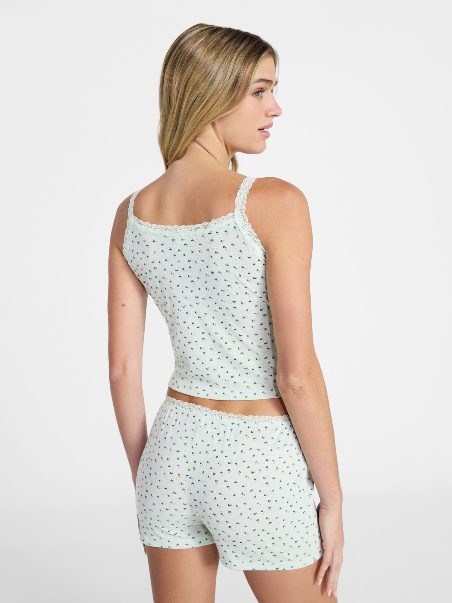 No Boundaries Sleep Pointelle Cami and Shorts Set, 2-Piece, Women’s XXS-3X