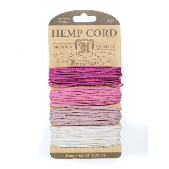 Cord Cards hemp, 9.1 m x 4 colors, ruby (pack of 6)