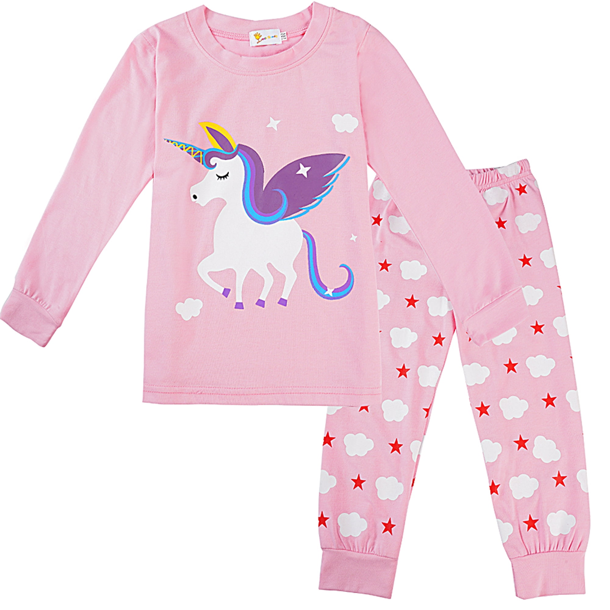 Girls Pajamas Long Sleeve Unicorn Mermaid Kids PJs 100/%Cotton Toddler Sleepwear Clothing Sets