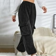thumbnail image 2 of VSSSJ Womens Fuzzy Fleece Pants Regular Fit Winter Warm Thicken Elastic Waist Leggings Pants with Pockets Comfy Soft Plush Pajama Pants Black S, 2 of 7