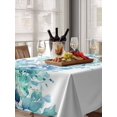 thumbnail image 6 of Teal Blue Eucalyptus Leaves Table Cloth, Spring Summer Botanical Floral Waterproof Tablecloth for Rectangle Tables, Reusable Washable Fabric Table Cover for Restaurant Kitchen Dining Tables 60"x84", 6 of 6