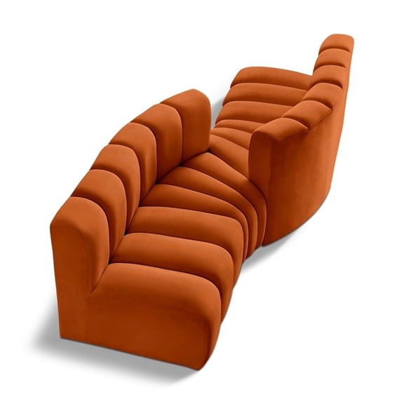 Meridian Furniture Arc Cognac Velvet Modular Sectional