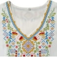 thumbnail image 6 of Grosy Womens Plus Size Tops 3/4 Sleeve V Neck Shirts Tunic Casual Floral Embroidered Loose Summer Fall Blouses Mexican Peasant Cotton Rayon Shirts-054/White/L, 6 of 12