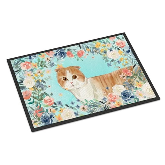 18 x 27 in. Scottish Fold Spring Flowers Indoor or Outdoor Mat