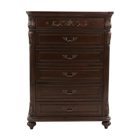 Antique Cherry / Antique Walnut Wooden 1pc Chest Of Drawers Storage Bedroom Furniture Unique Design