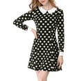 thumbnail image 6 of MODA NOVA Juniors Peter Pan Collar Long Sleeves Above Knee A Line Dress, 6 of 8