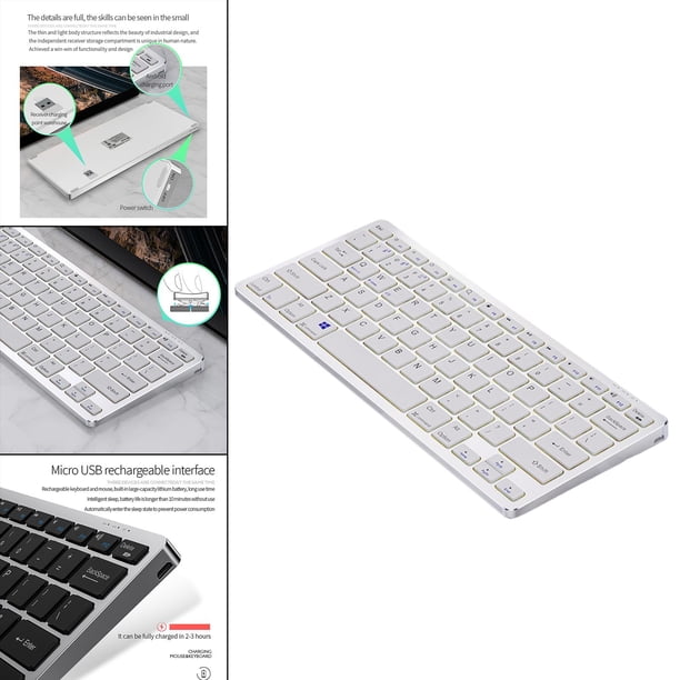 2.4G Silencio Recargable Ergonómico Inalámbrico Mini tamaño de mouse para computadora portátil Computadora portátil Teléf - 78Key B 78Key Yotijar Ratón del teclado del ordenador portátil