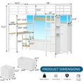 thumbnail image 5 of Twin Size Loft Bed with Desk and 6 Storage Drawers and LED Lights, Metal Loft Bed Frame with Charging Station & Open Shelf & Large Pegboard & Stairs & Full-Length Guardrail, White, 5 of 11